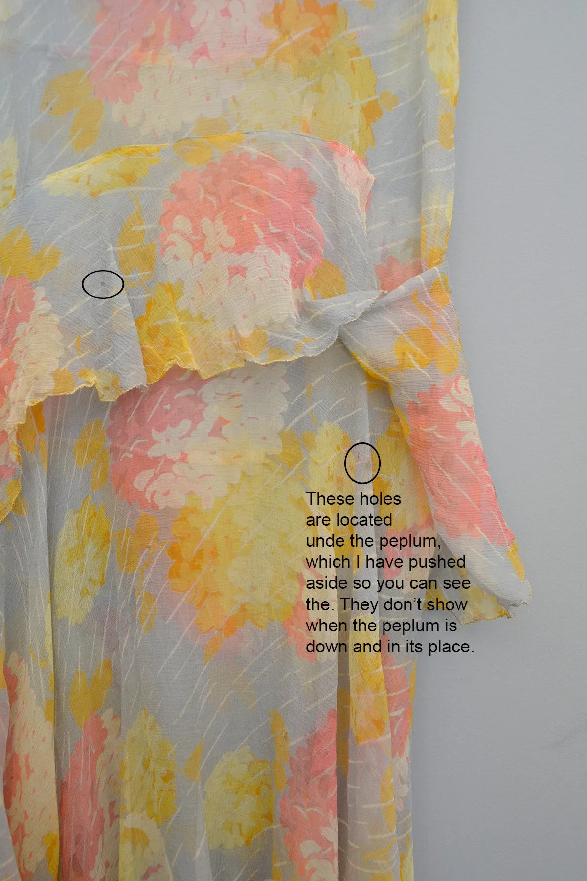 1920s 30s Pastel Floral Print Chiffon Jazz Age Flapper Dress TLC