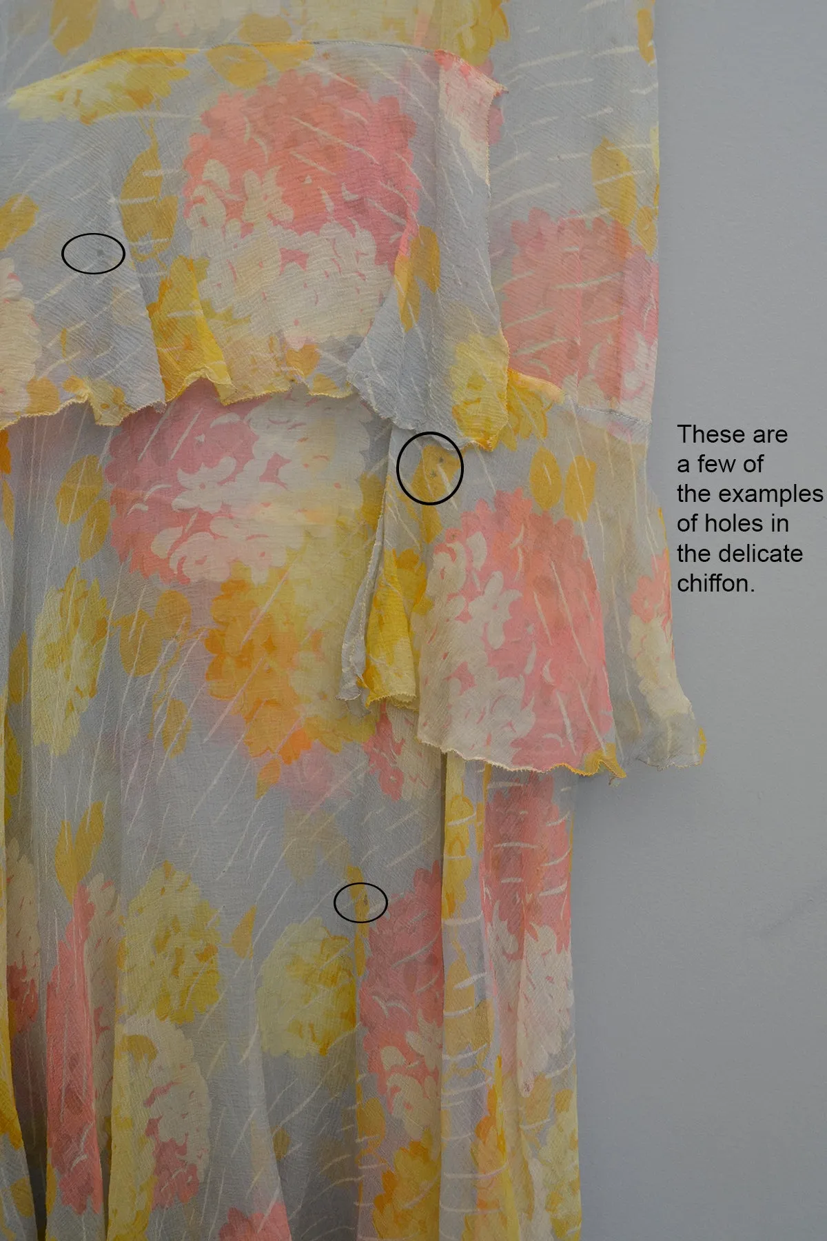 1920s 30s Pastel Floral Print Chiffon Jazz Age Flapper Dress TLC