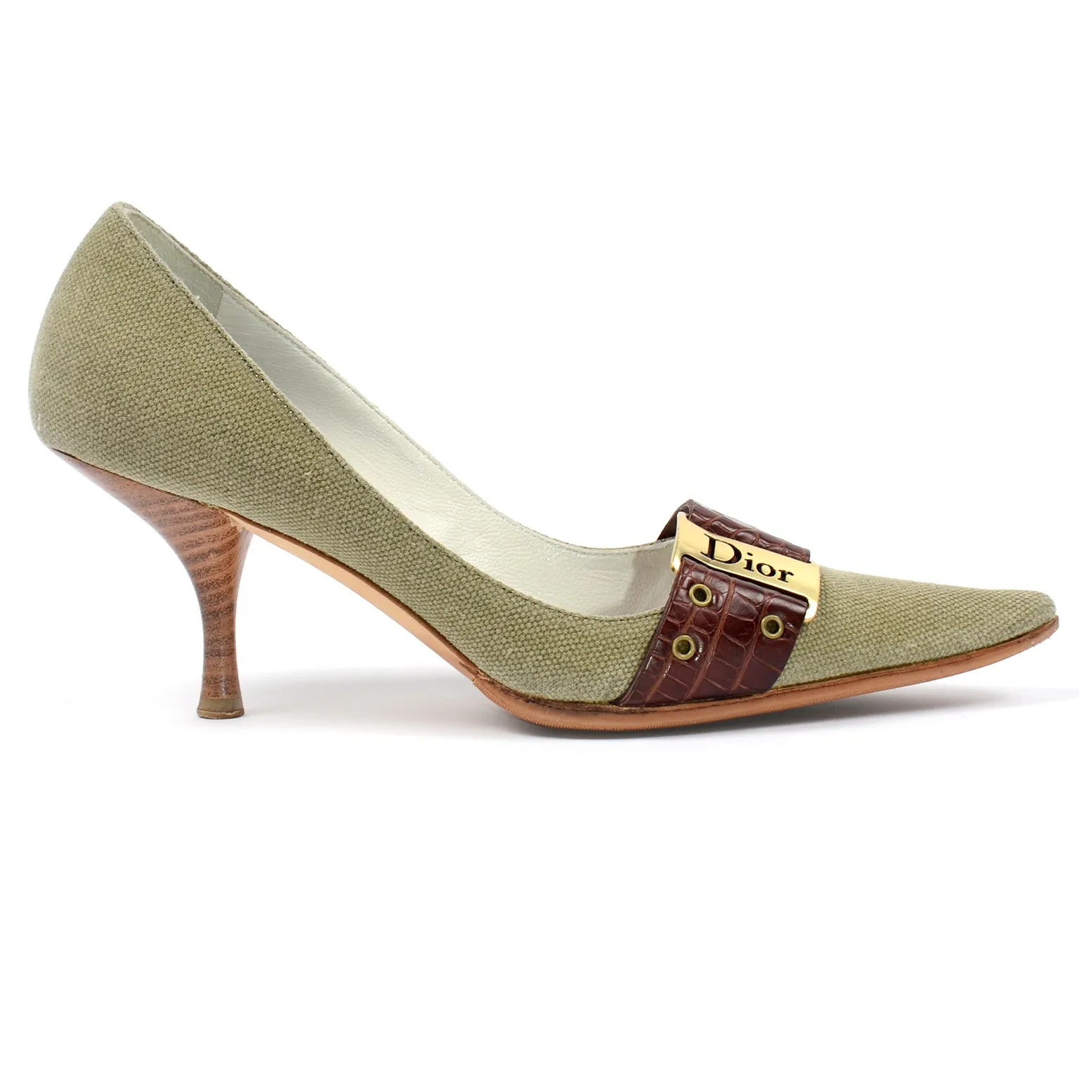 2003 Christian Dior Shoes Green and Brown Pointed Toe Pumps