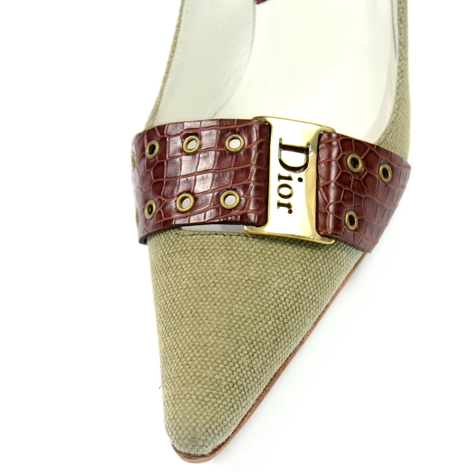 2003 Christian Dior Shoes Green and Brown Pointed Toe Pumps