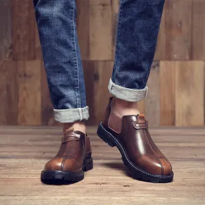 2020 New Style Men Chelsea Boots England Trend Genuine Leather Fashion Low Top Men's Boot Korean-style Short Boots MEN'S SHOES F