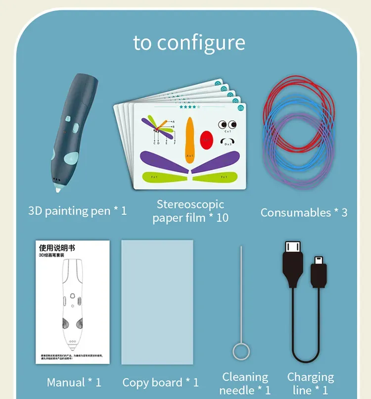 3D Pen Printing Set For Kid 56M Filament Refill-Blue
