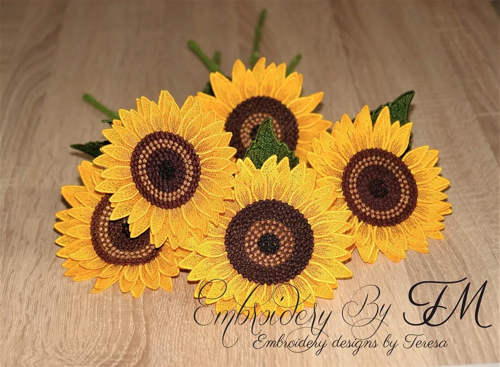3D sunflower / 5x7 hoop