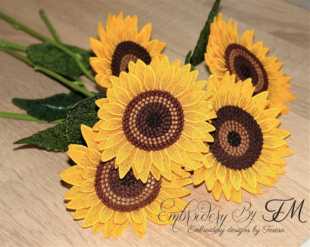 3D sunflower / 5x7 hoop