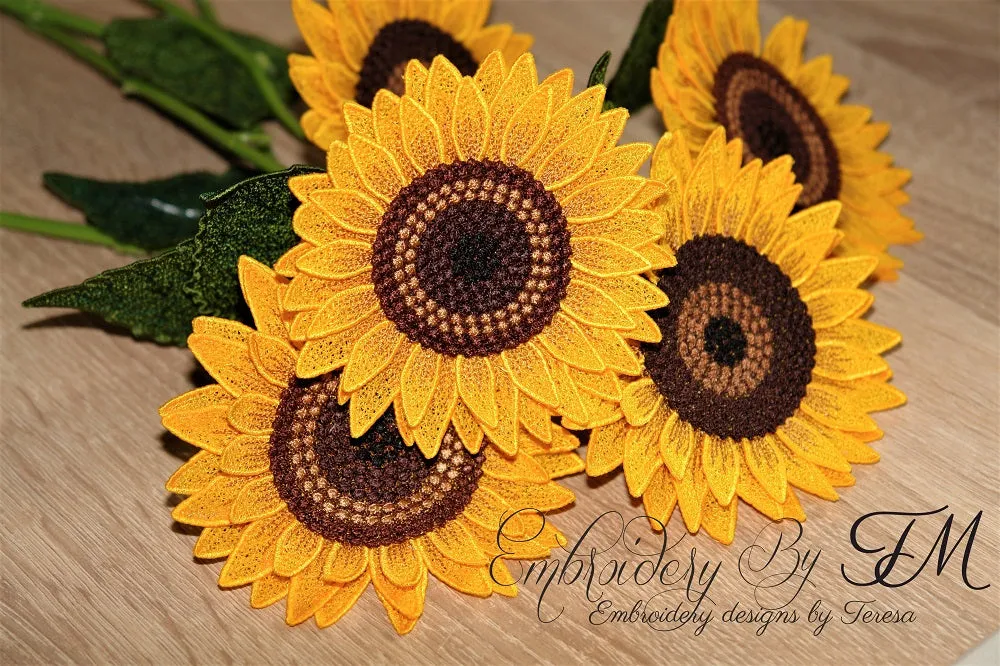 3D sunflower / 5x7 hoop
