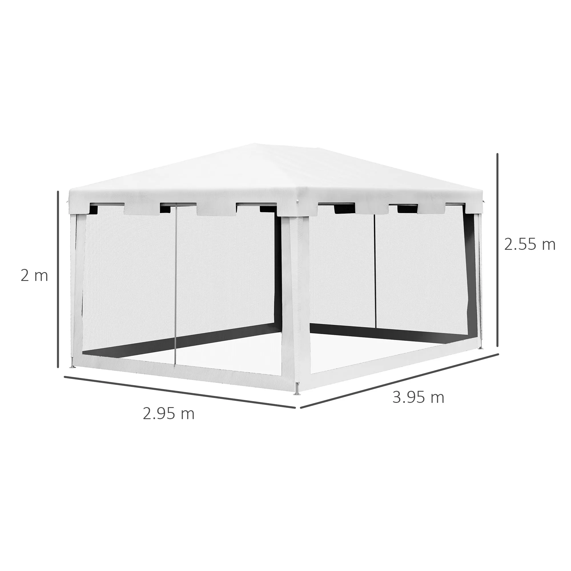 4 x 3 m Party Tent Wedding Gazebo Outdoor Waterproof PE Canopy Shade with Panel