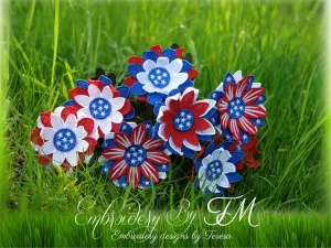 4th of July Flowers / 4x4 hoop / three variations