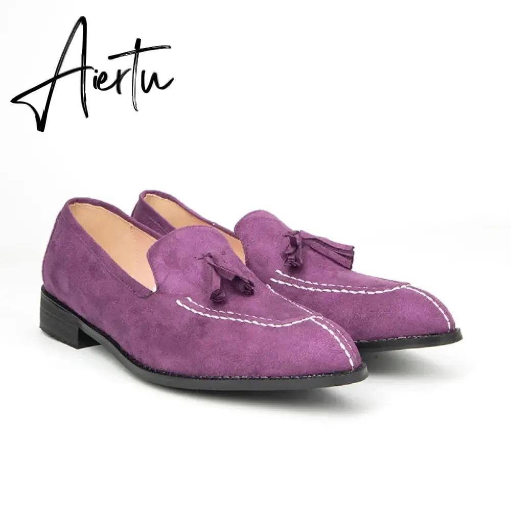 Aiertu New Men Shoes Low Heel Fringe Shoes Dress Shoes Brogue Shoes Spring Ankle Boots Vintage Classic Male Casual Yk294