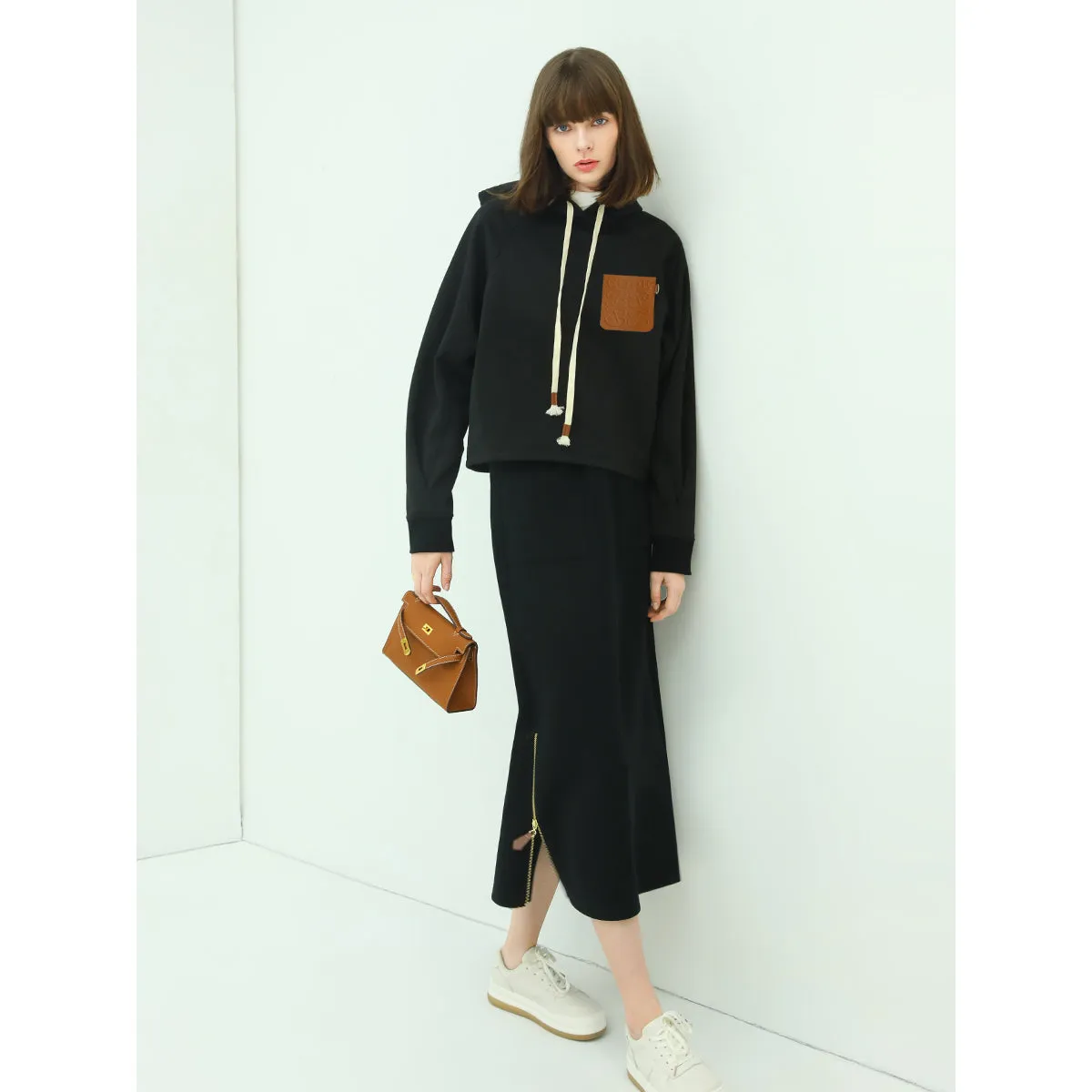 Airy Embossed Hooded Sweater
