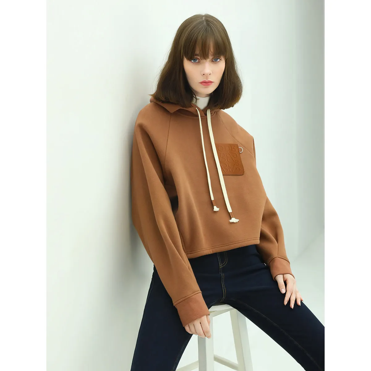 Airy Embossed Hooded Sweater
