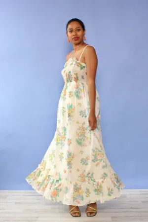 Airy Floral Smocked Maxi L
