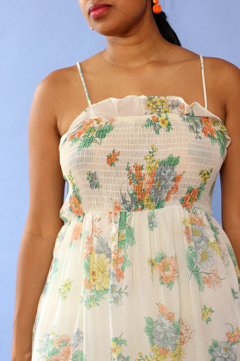 Airy Floral Smocked Maxi L