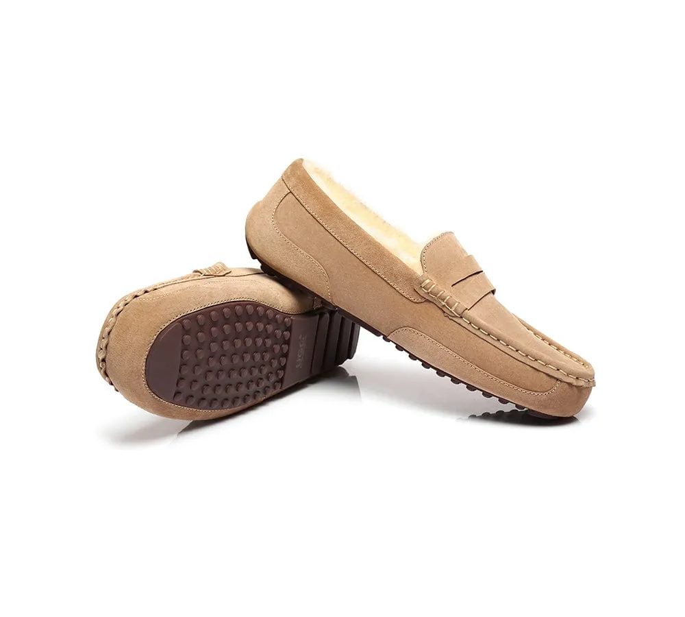 AUSTRALIAN SHEPHERD® UGG Slippers Men Sheepskin Wool Ankle Casual Moccasins