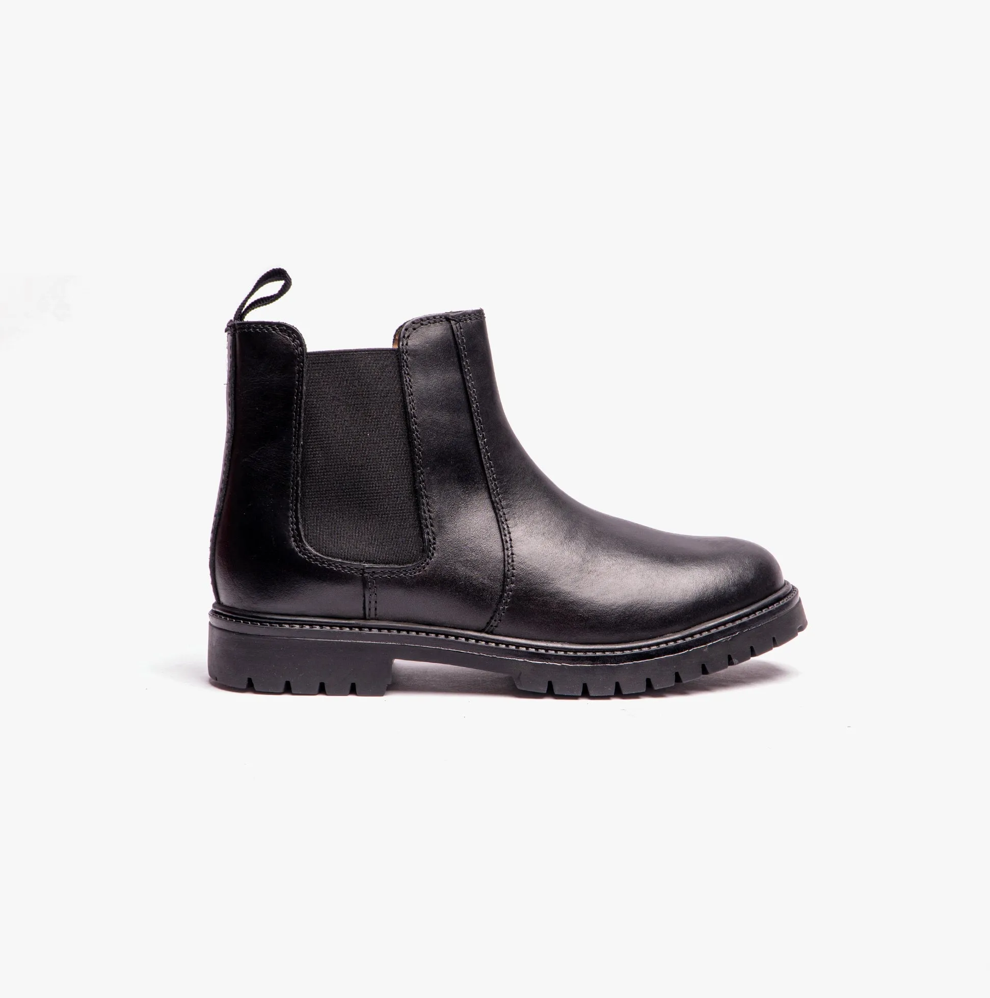 B525A Unisex Kids Leather Chelsea Boots Black
