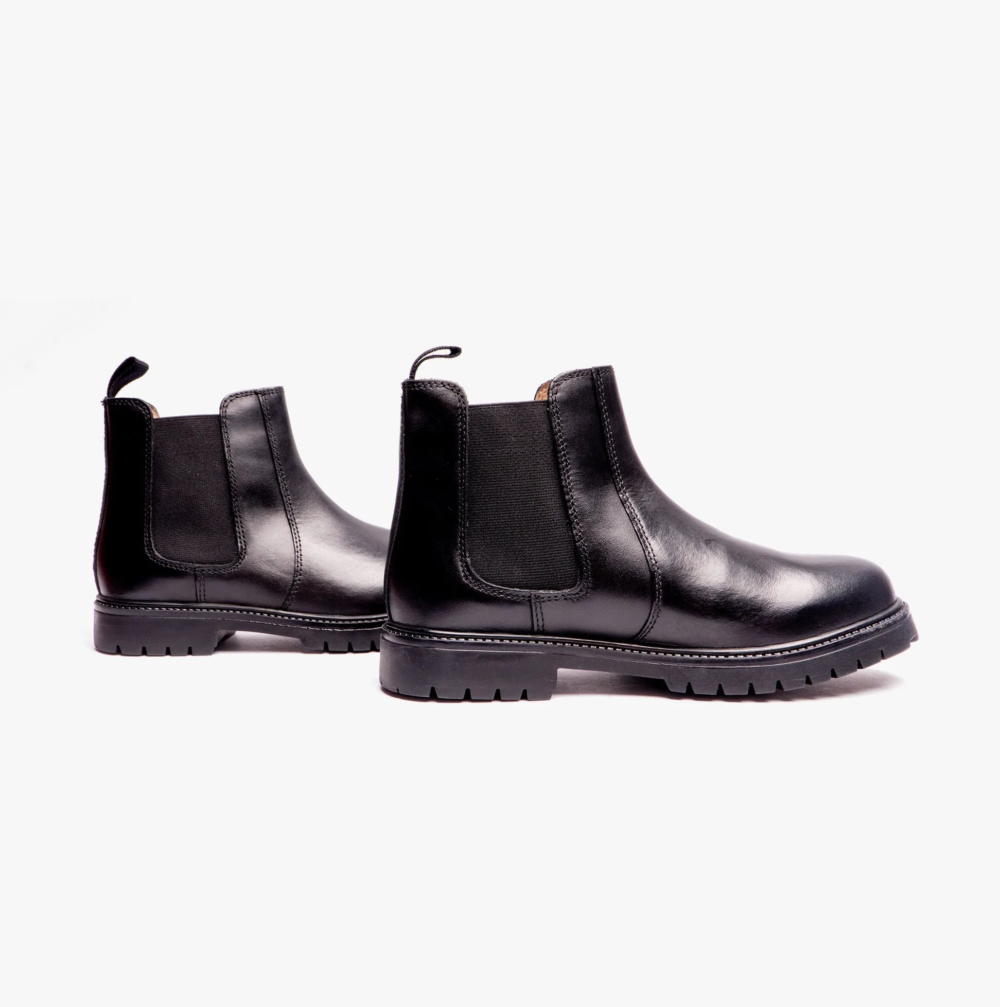 B525A Unisex Kids Leather Chelsea Boots Black