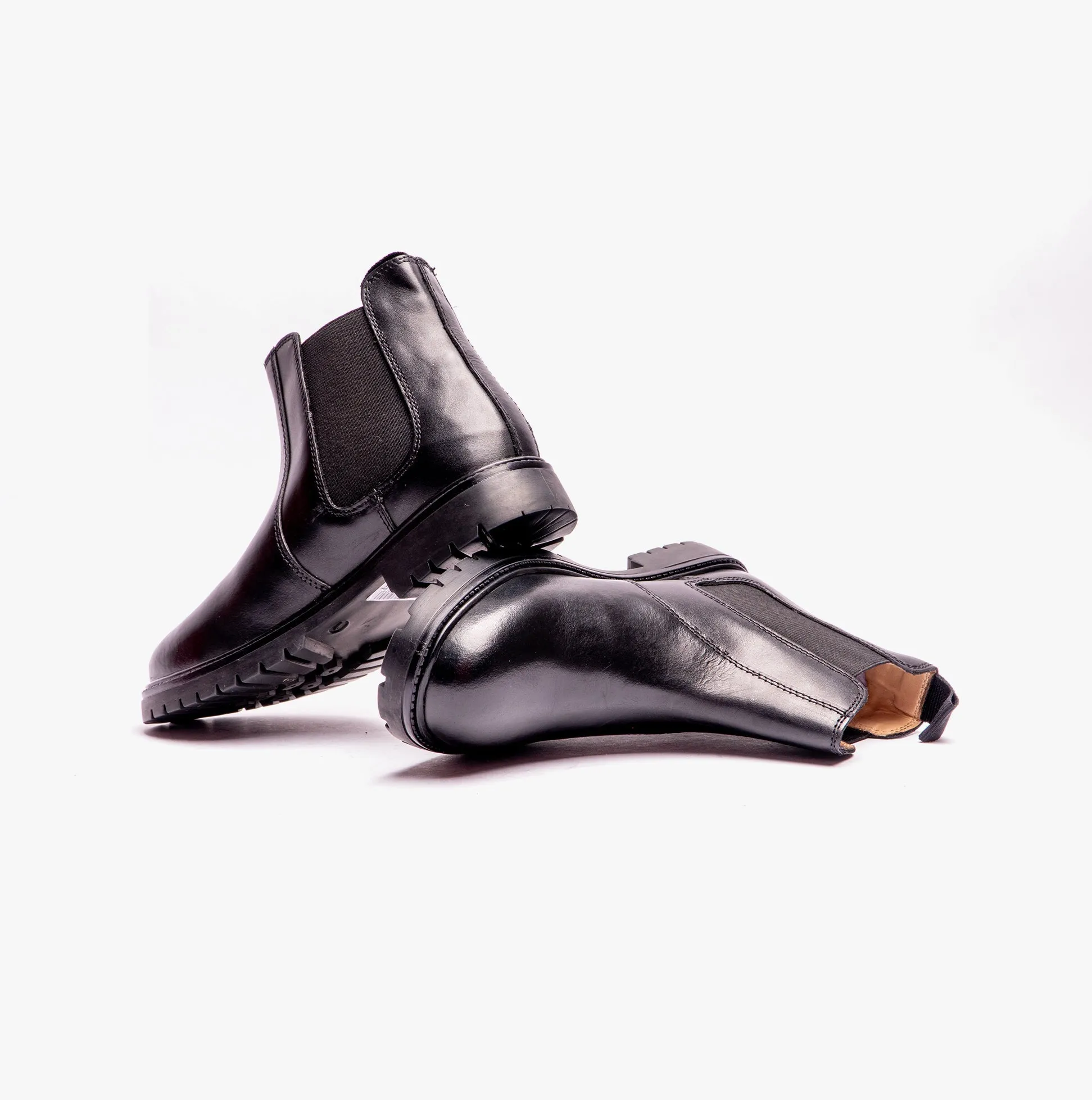 B525A Unisex Kids Leather Chelsea Boots Black