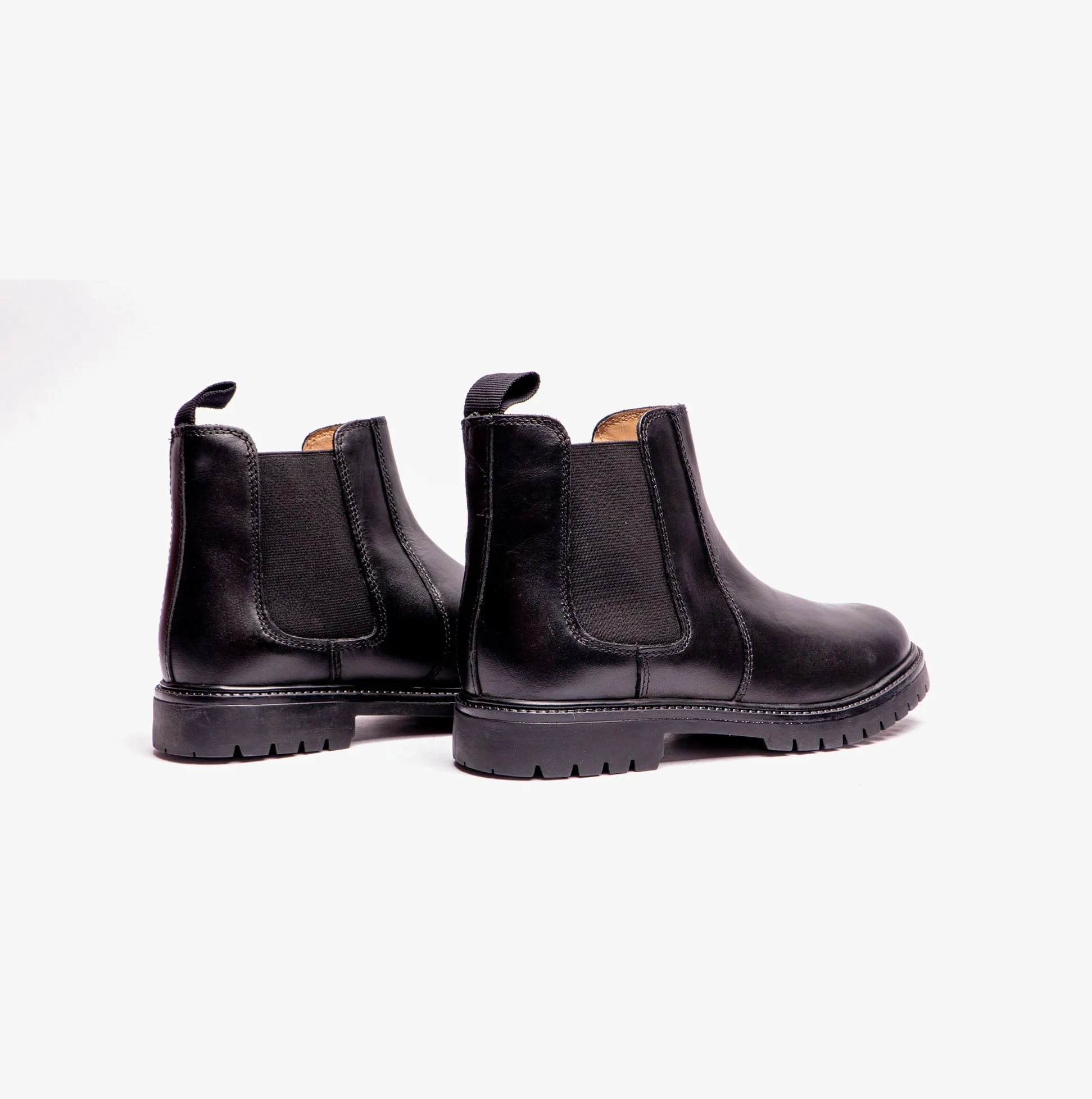 B525A Unisex Kids Leather Chelsea Boots Black