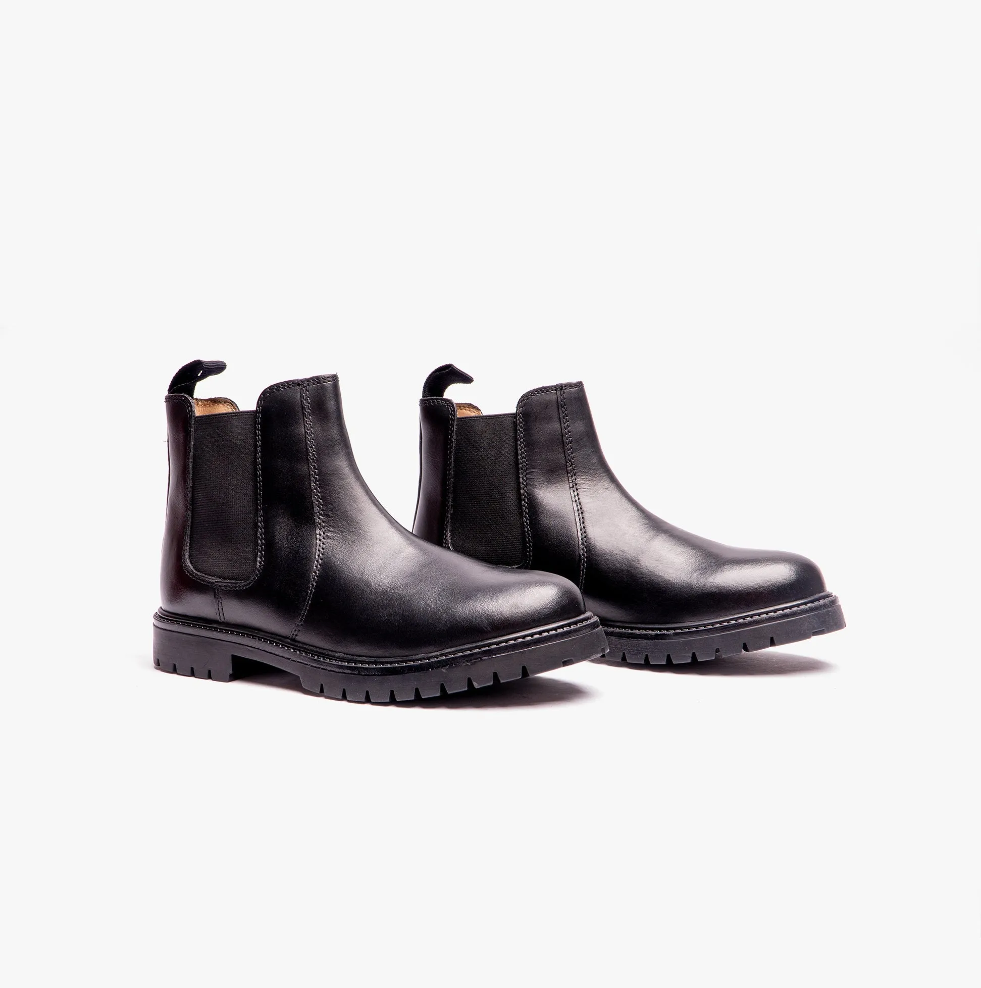 B525A Unisex Kids Leather Chelsea Boots Black