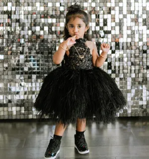 Baby feather and diamond princess birthday party dress for girls dress flower child wedding dress