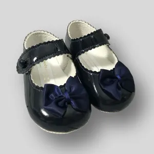 Baby Girl Navy Blue Pram Crib Shoes