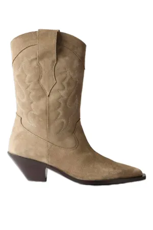 Beige Suede Cowboy Boots