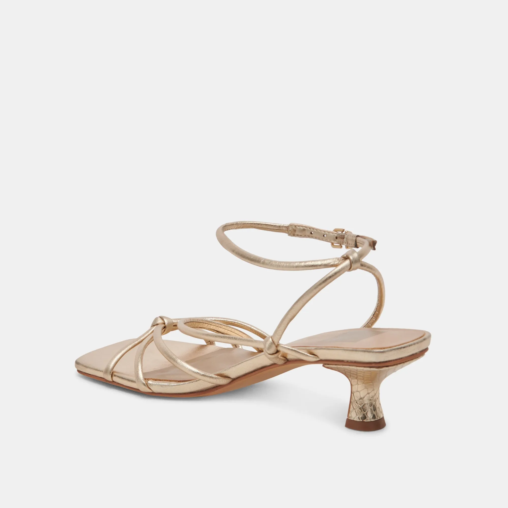 BEV HEELS GOLD METALLIC LEATHER - re:vita