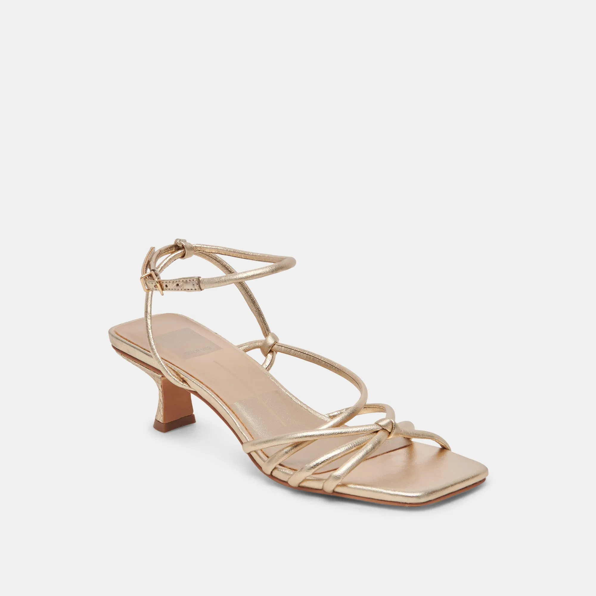 BEV HEELS GOLD METALLIC LEATHER - re:vita
