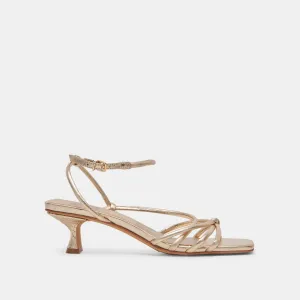 BEV HEELS GOLD METALLIC LEATHER - re:vita