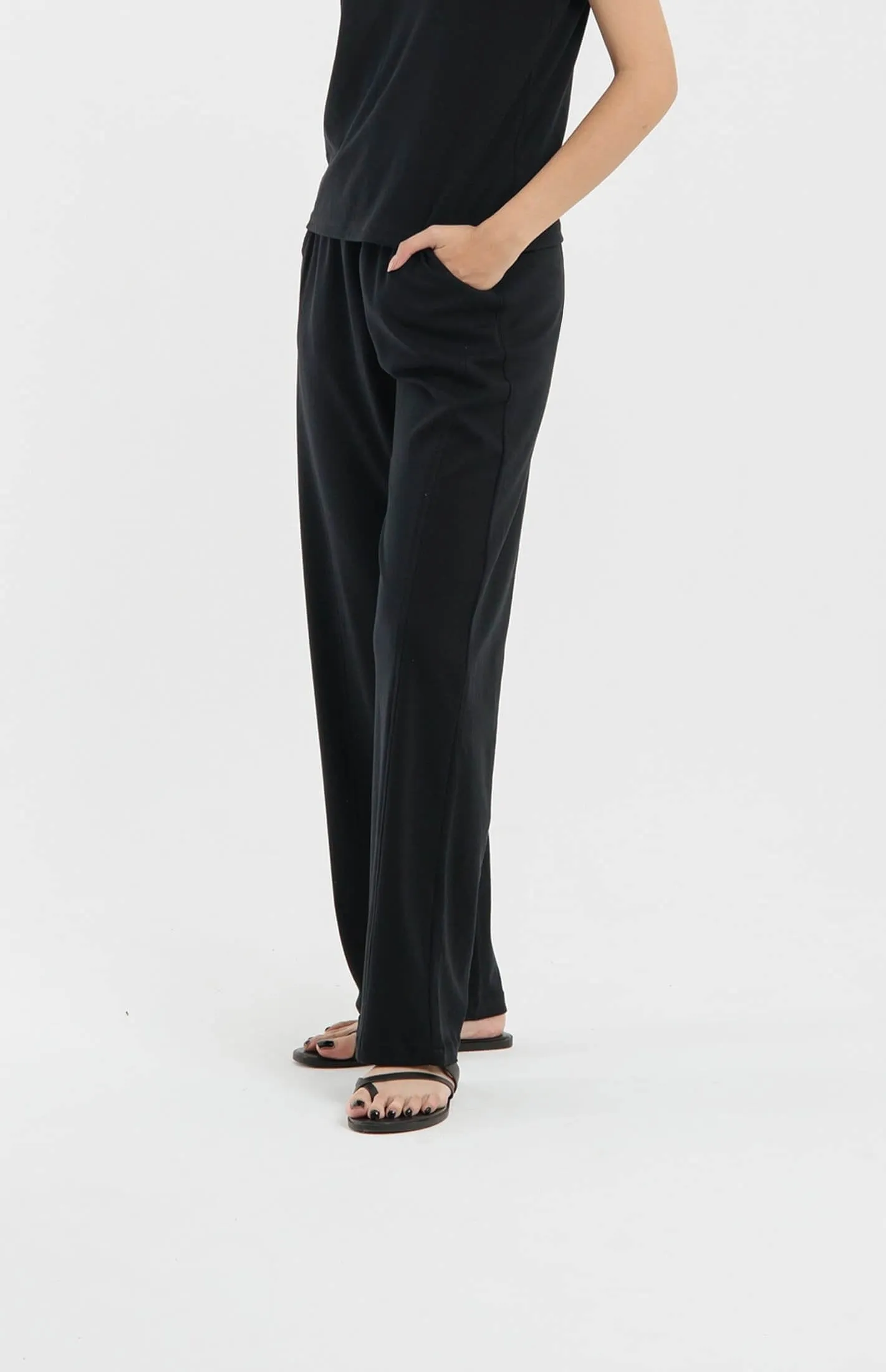 Black Airy Bamboo Loose Pants