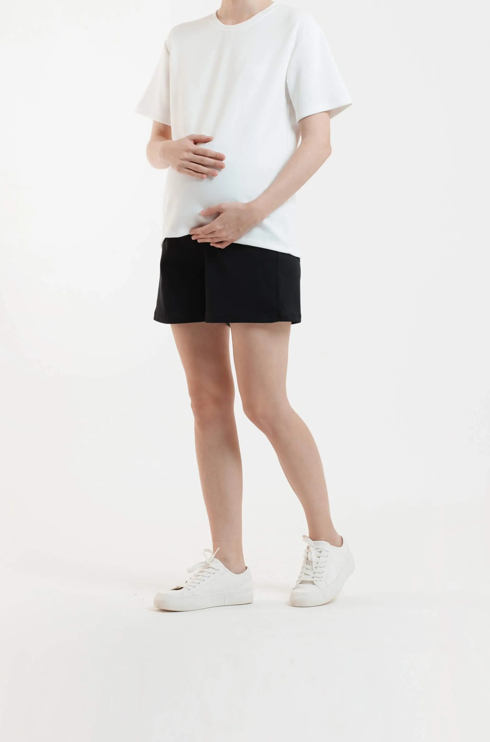 Black Airy Bamboo Maternity Shorts