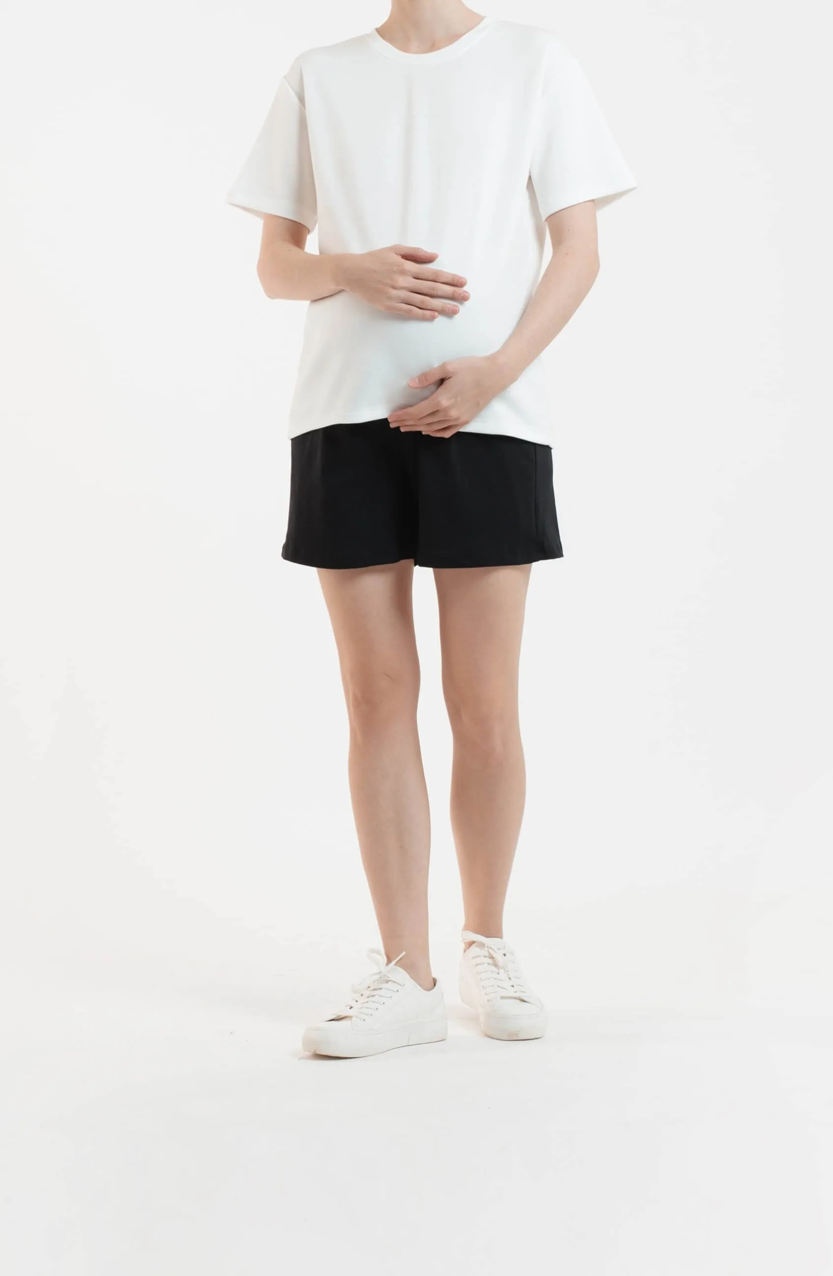 Black Airy Bamboo Maternity Shorts