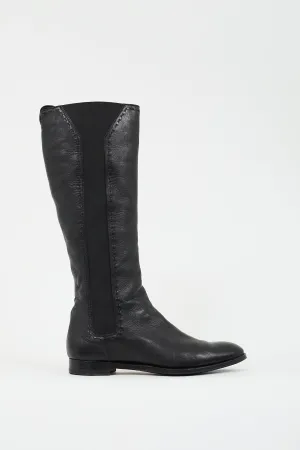 Black Leather Chelsea Knee High Boot