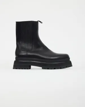 Black Leather Platform Chelsea Boot