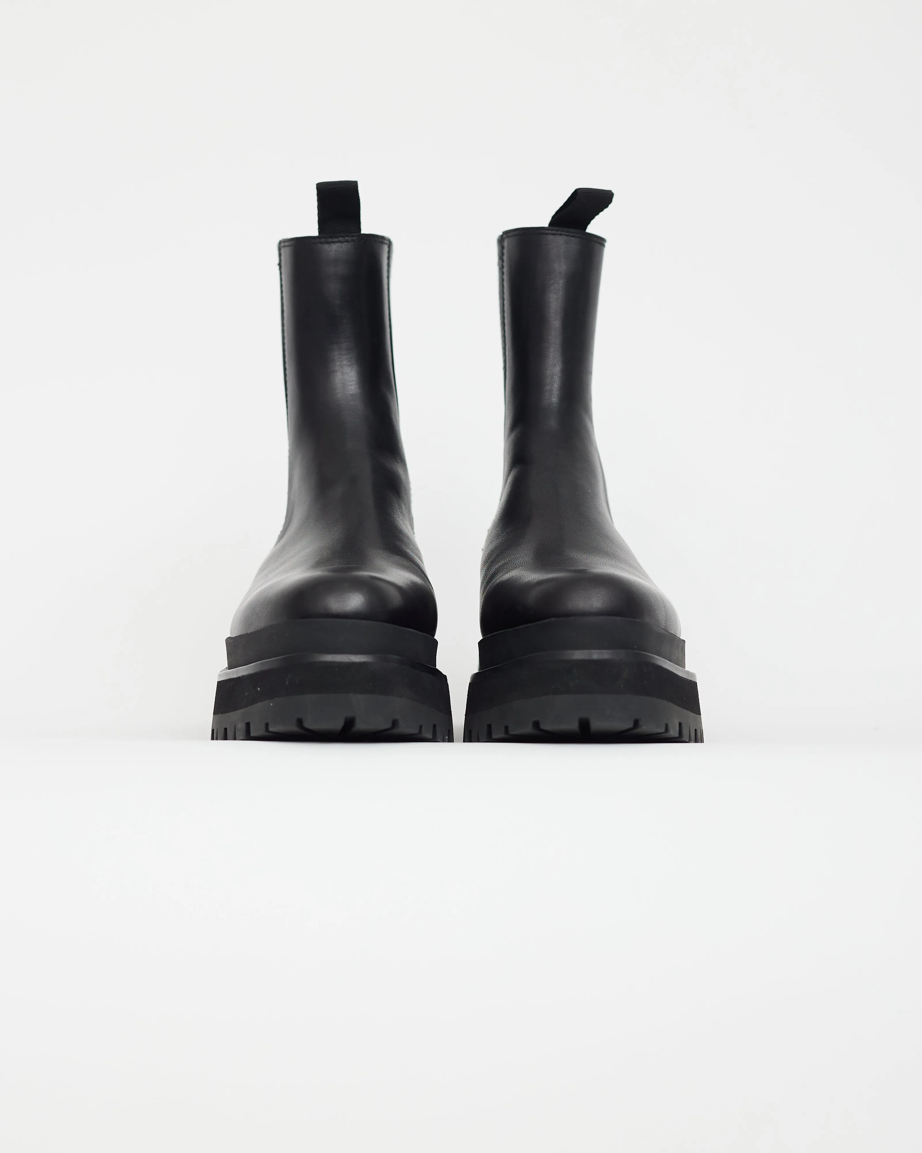Black Leather Platform Chelsea Boot
