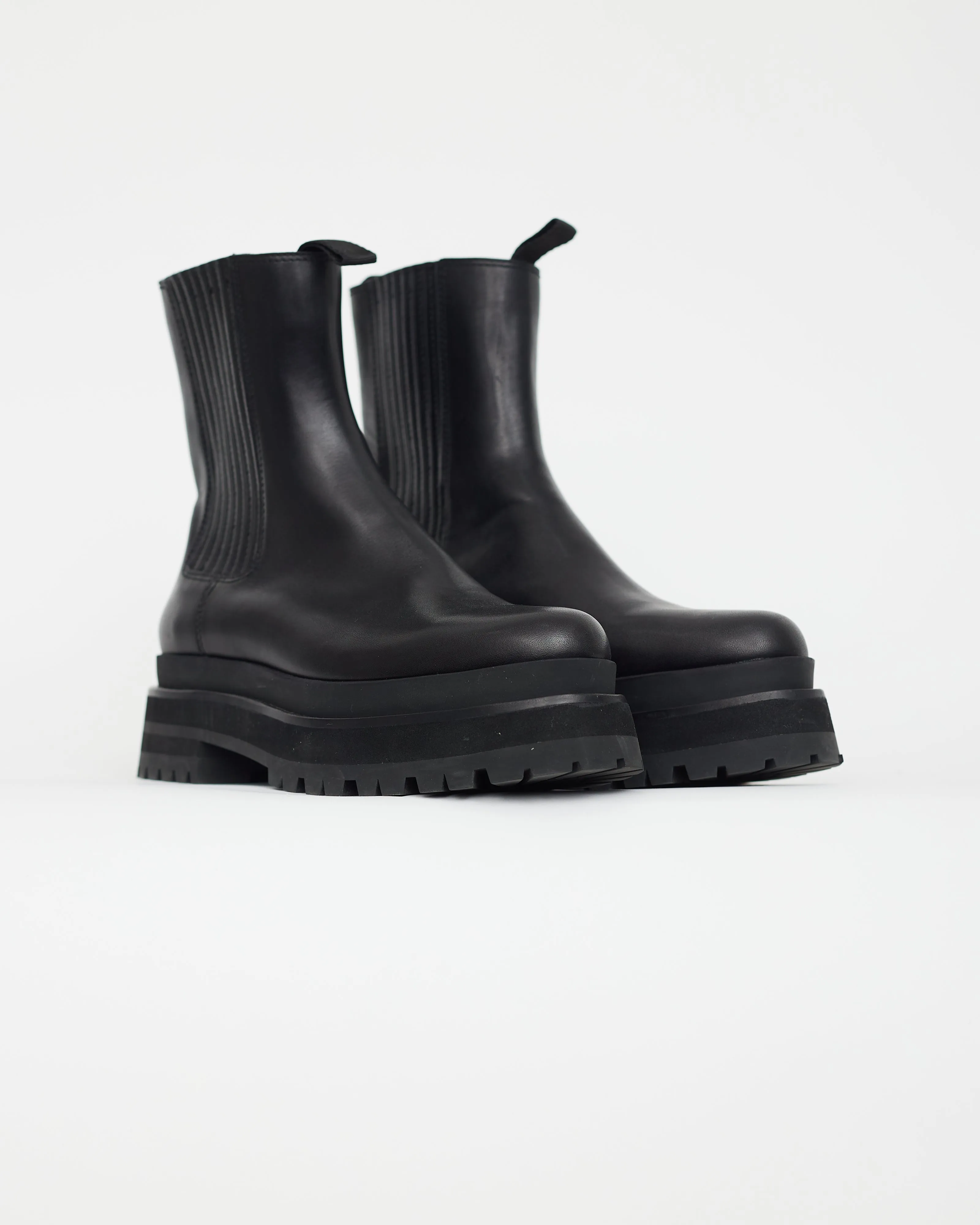 Black Leather Platform Chelsea Boot
