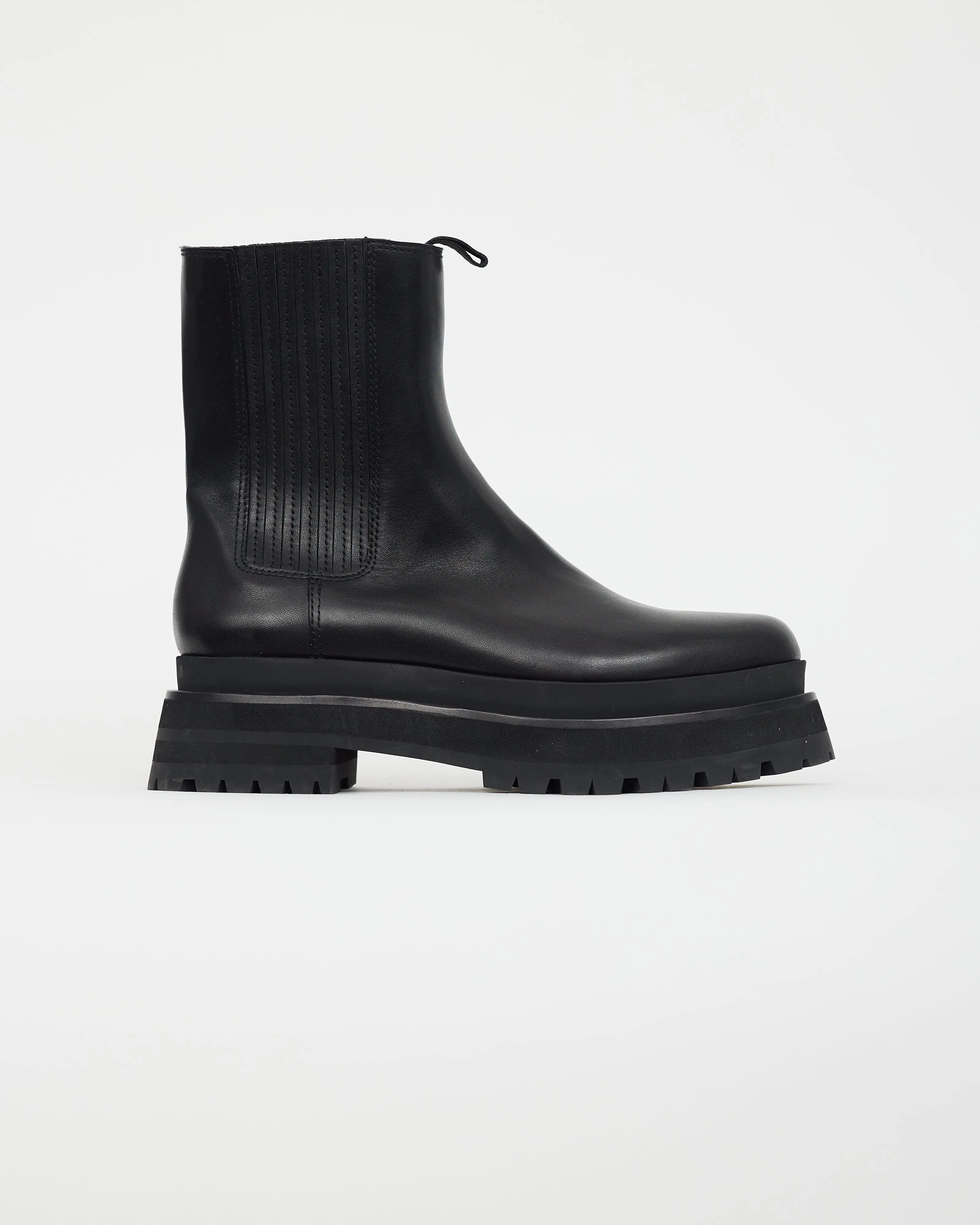 Black Leather Platform Chelsea Boot