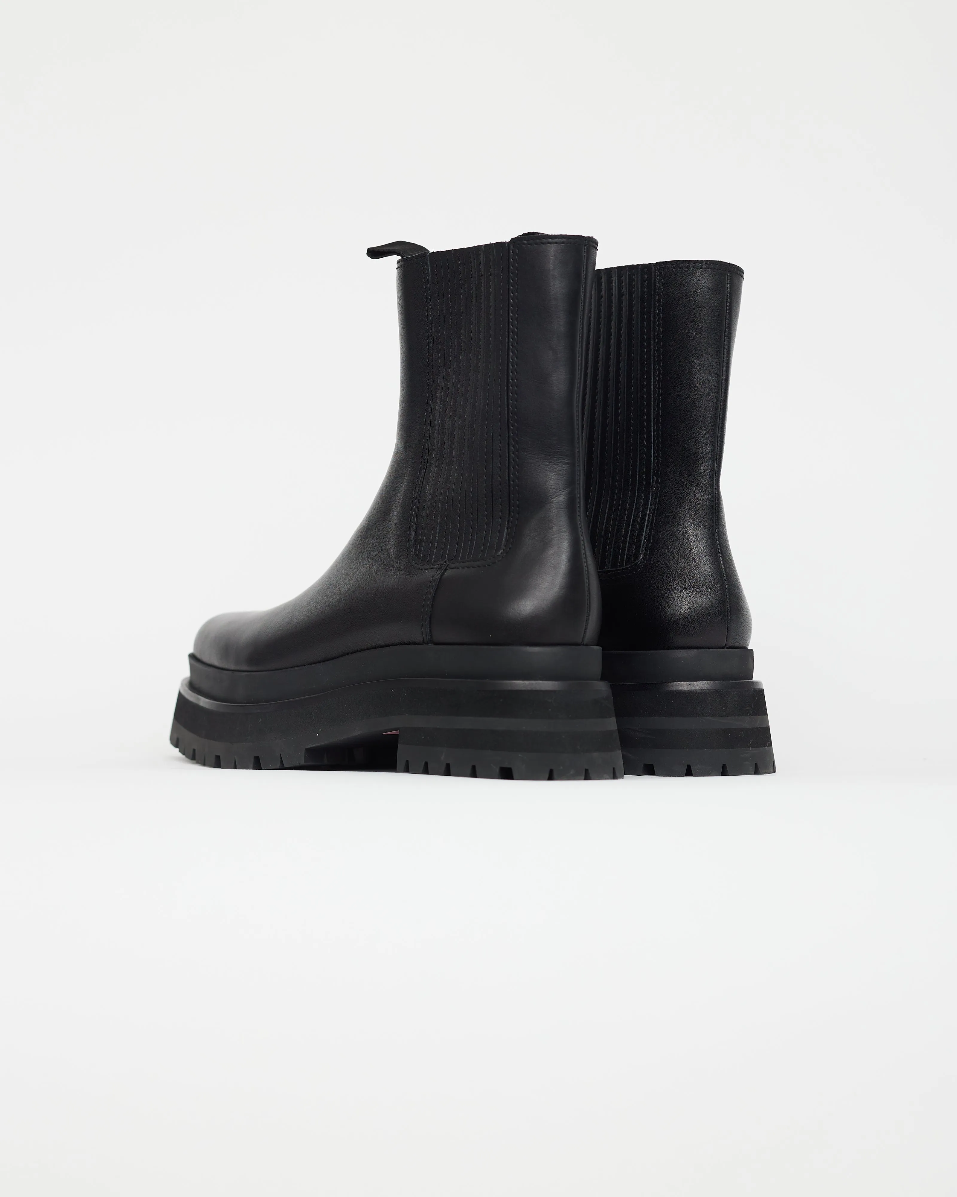 Black Leather Platform Chelsea Boot