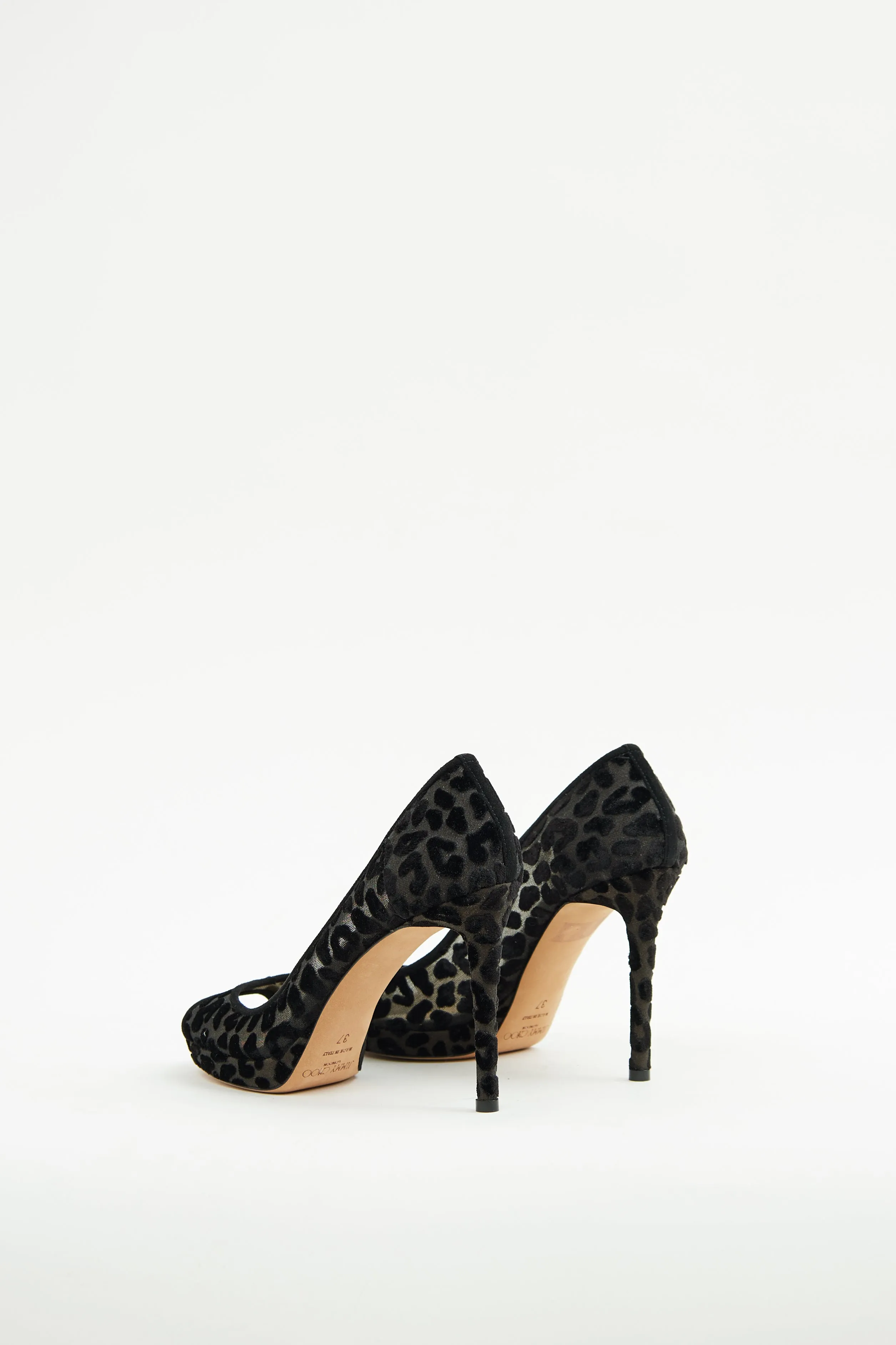 Black Print Peep Heel