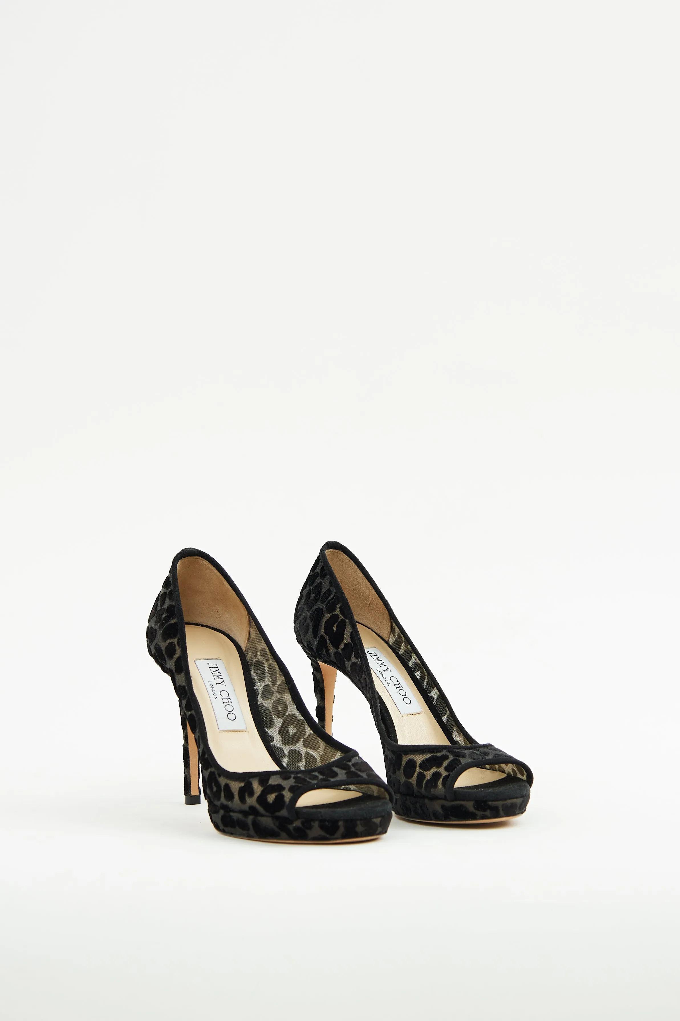 Black Print Peep Heel
