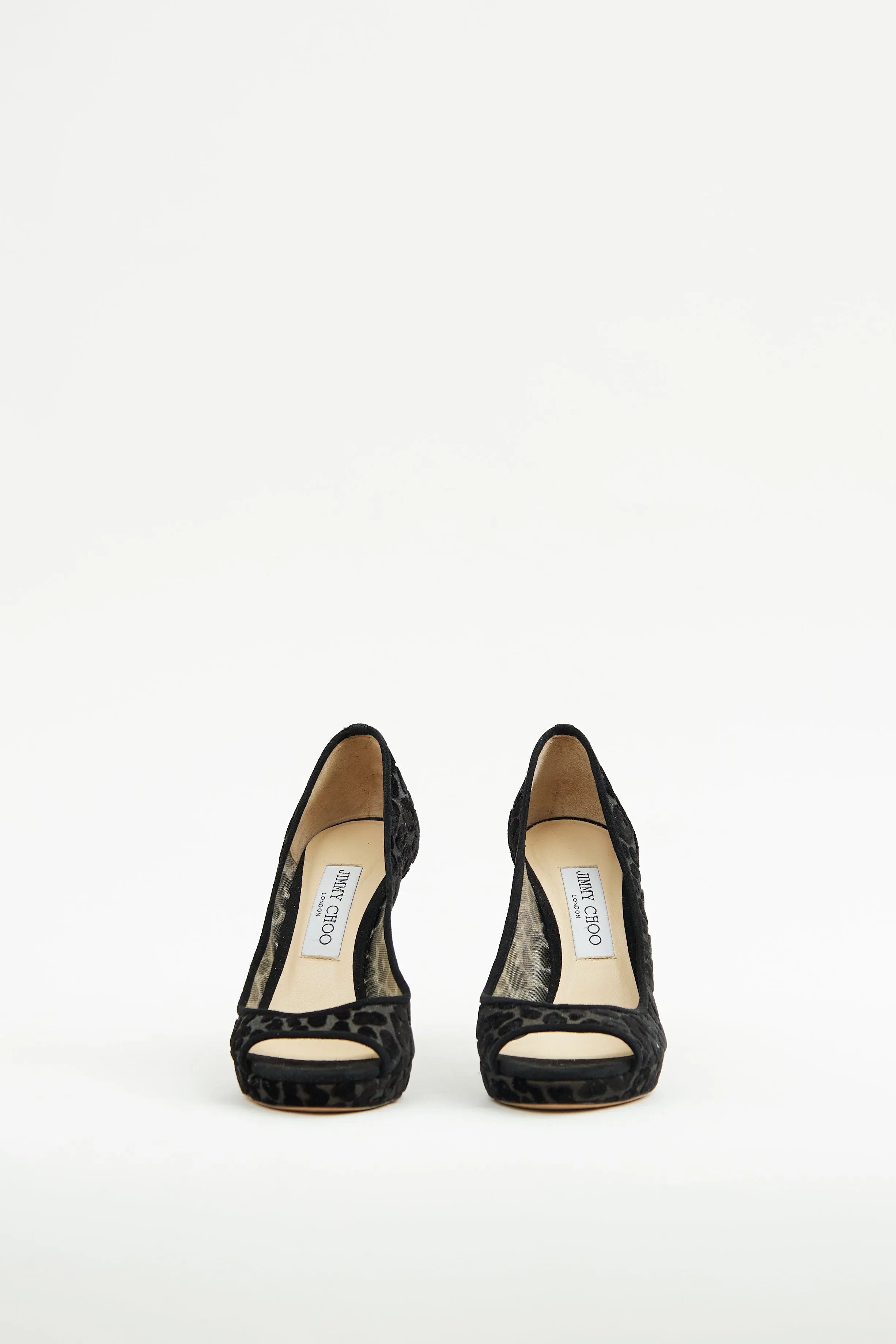 Black Print Peep Heel