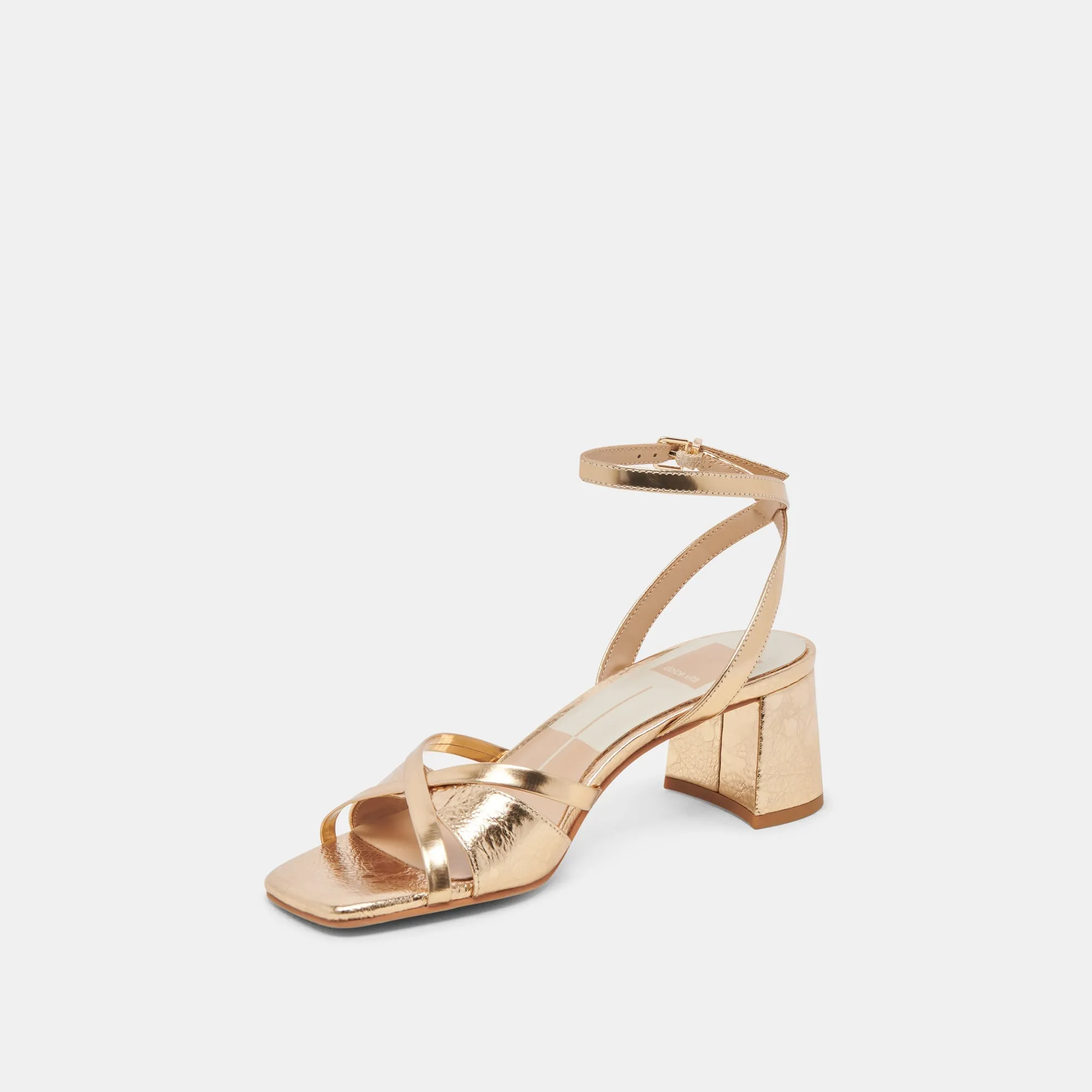 BLAKLY HEELS GOLD DISTRESSED LEATHER - re:vita