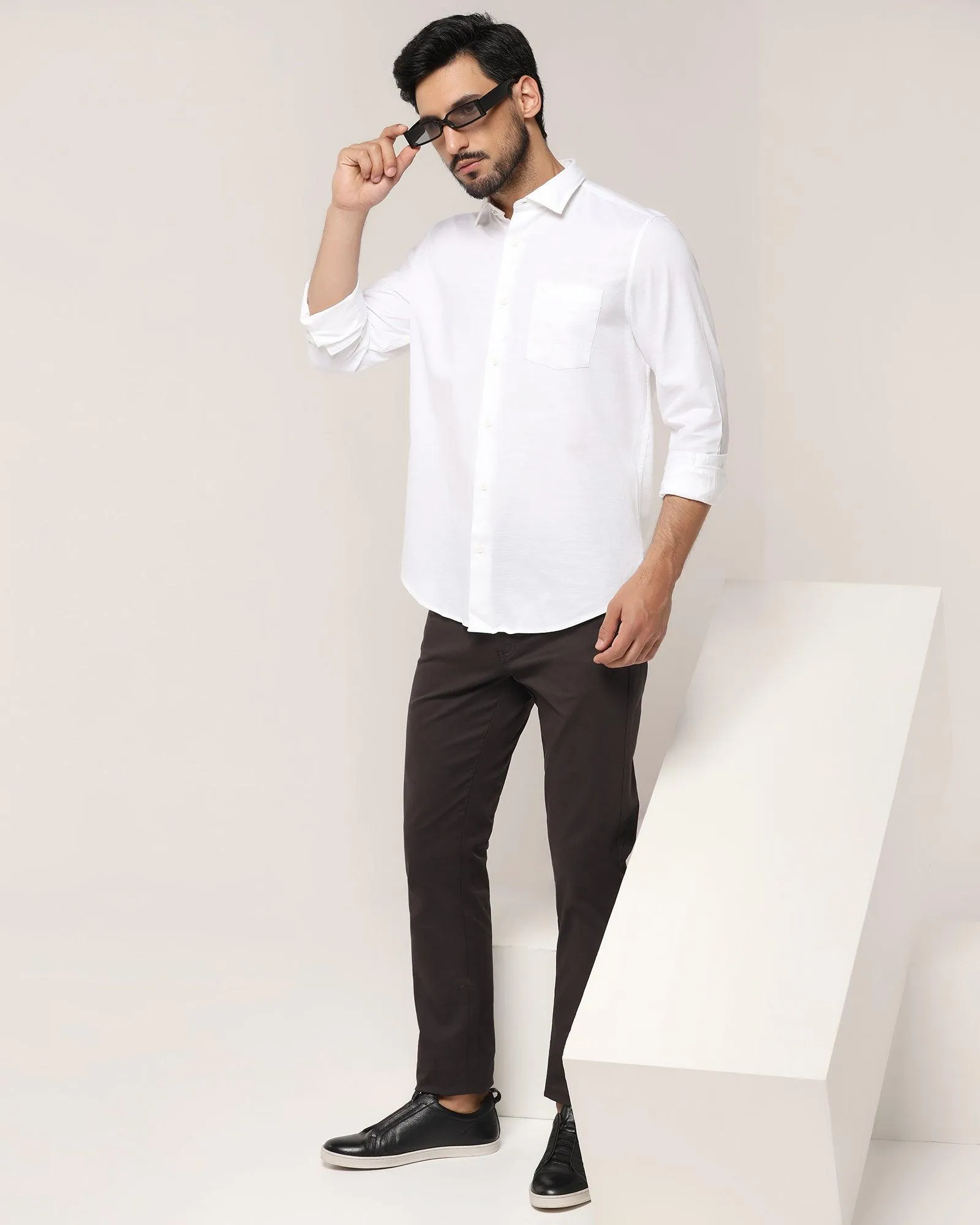 Casual White Solid Shirt - Creta