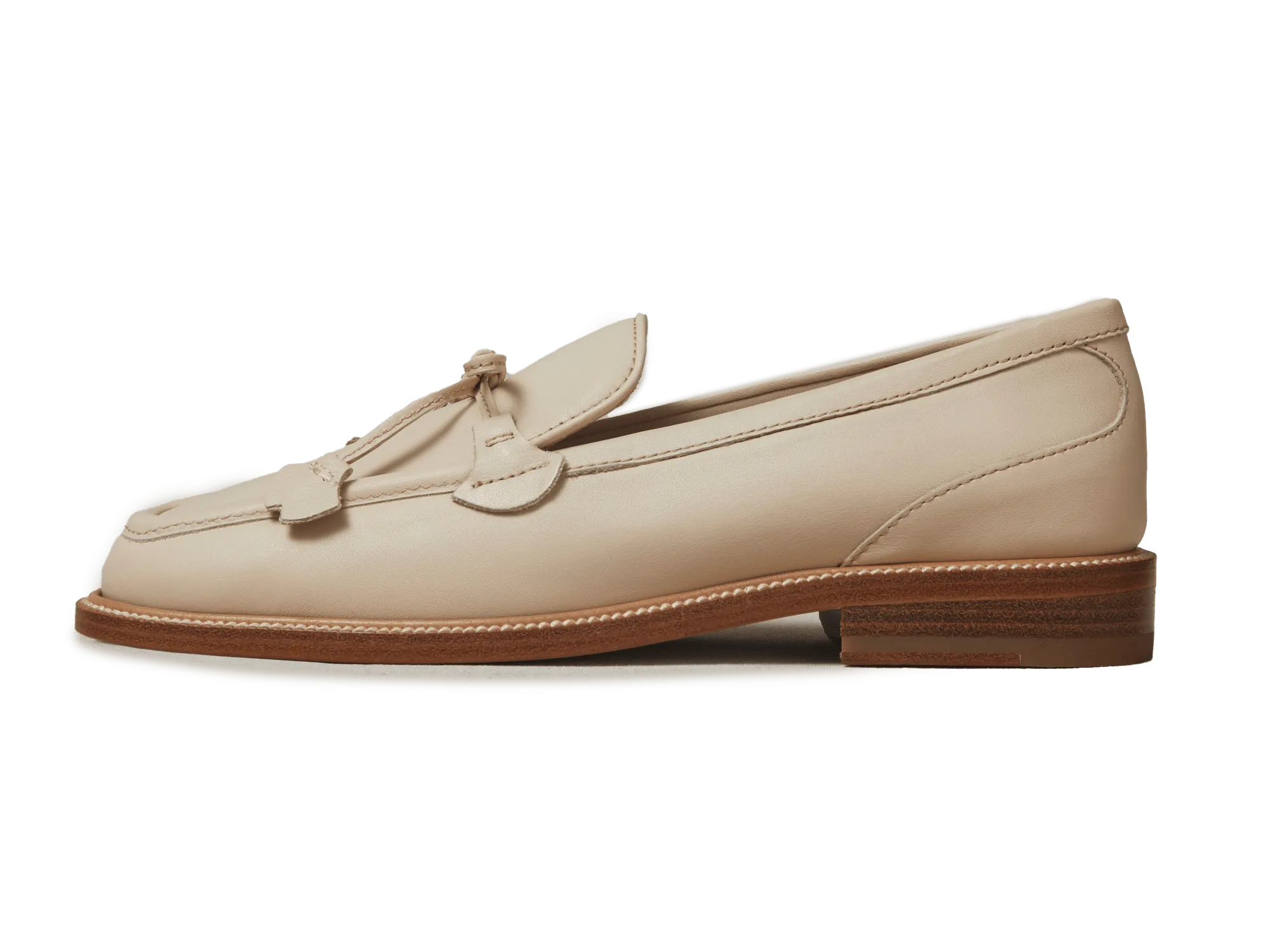 Charlotte Lace Loafers in Latte Matt Calfskin