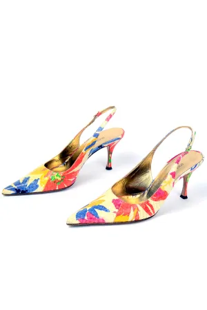 Dolce & Gabbana Colorful Snakeskin Pattern Floral Slingback Shoes