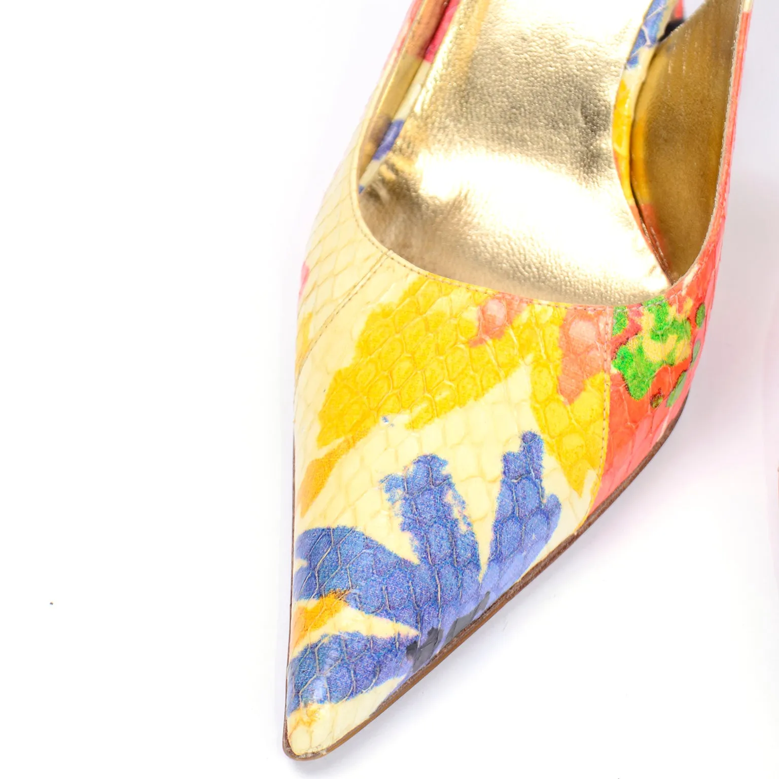 Dolce & Gabbana Colorful Snakeskin Pattern Floral Slingback Shoes