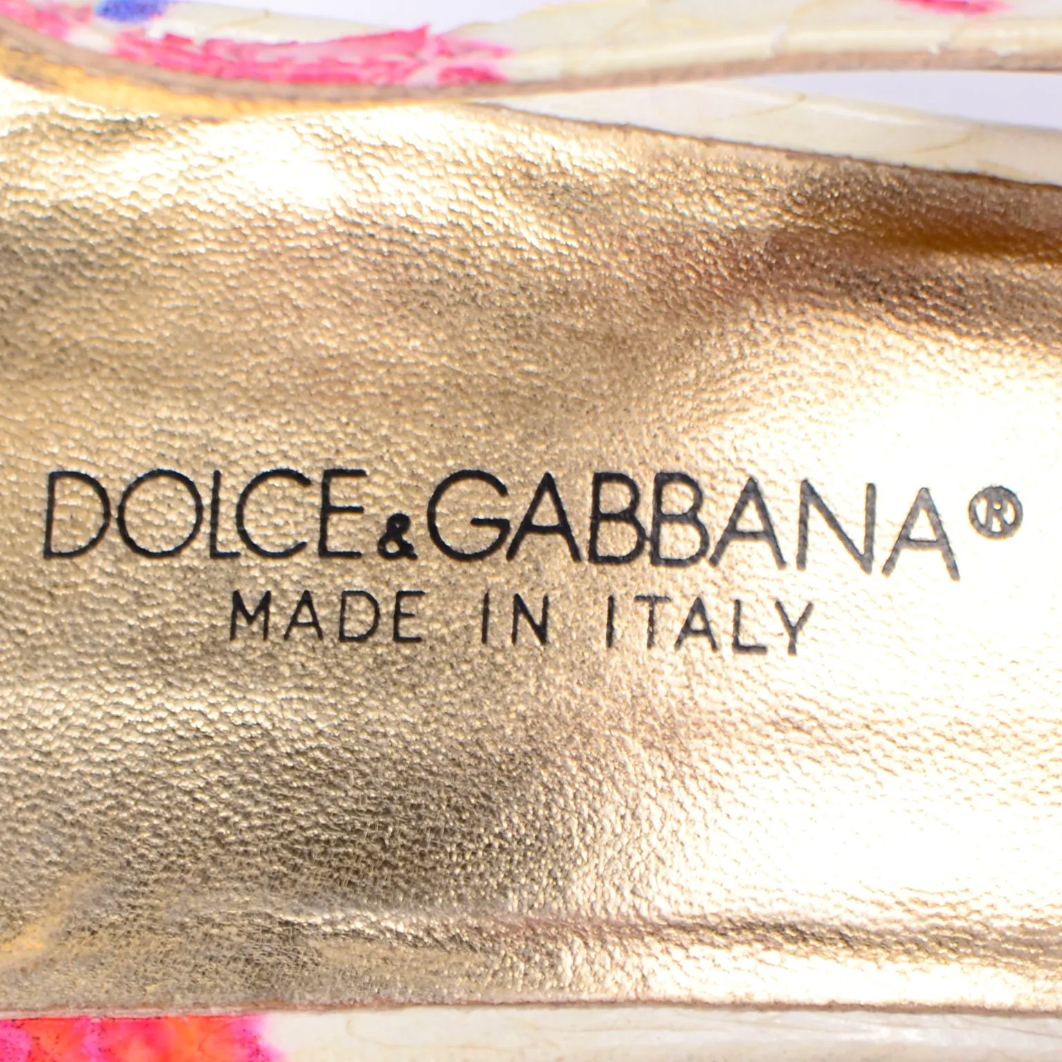 Dolce & Gabbana Colorful Snakeskin Pattern Floral Slingback Shoes