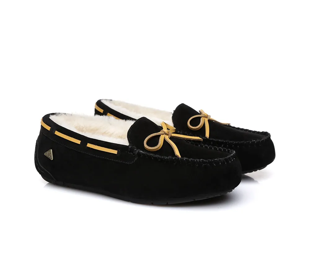 EVERAU® UGG Slippers Women Sheepskin Wool Bow Casual Miracle Moccasins