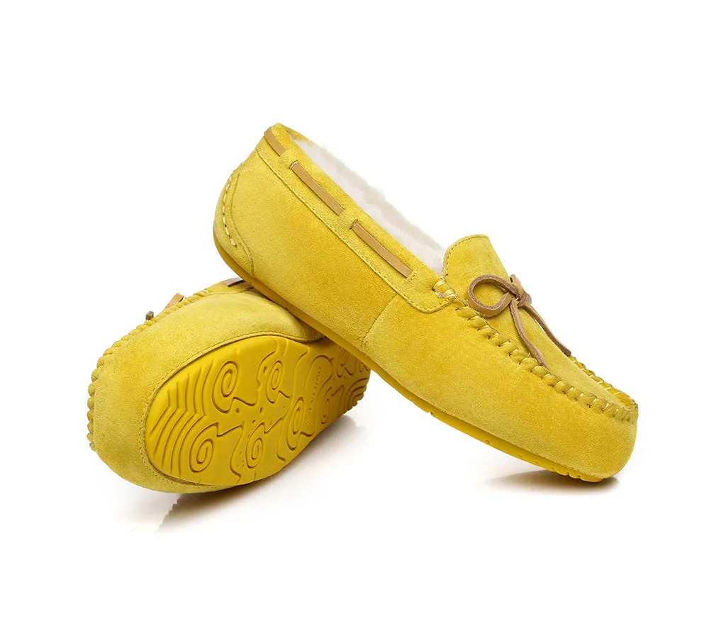 EVERAU® UGG Slippers Women Sheepskin Wool Bow Casual Miracle Moccasins