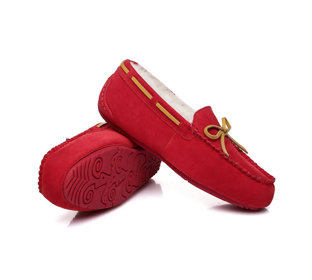 EVERAU® UGG Slippers Women Sheepskin Wool Bow Casual Miracle Moccasins