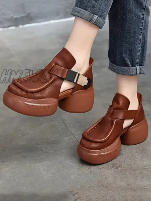 Hnewly - Closed-Toe Platform Shoes Sandals